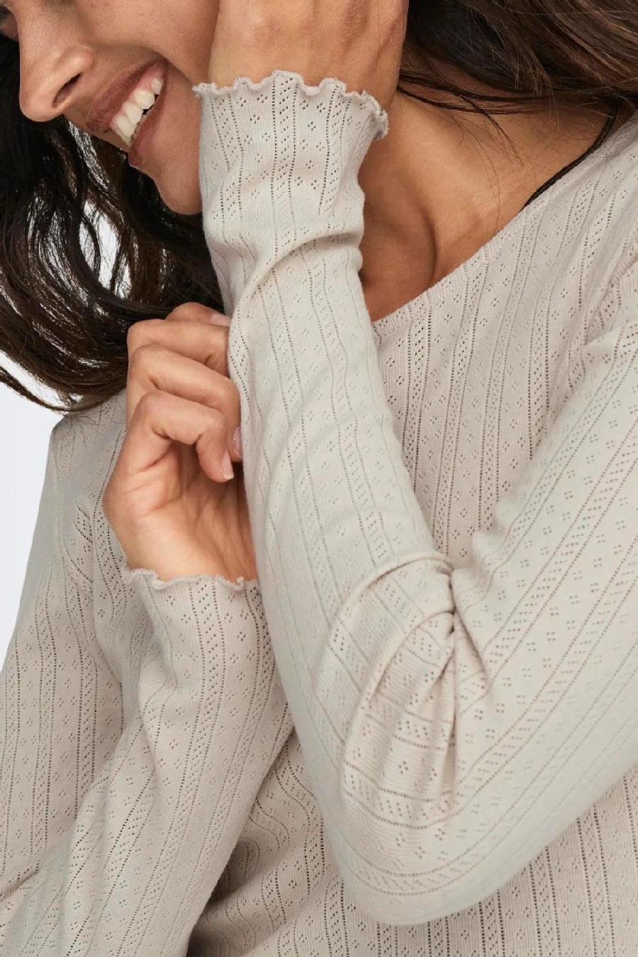 Langarmshirt ONLY 15291987-Pumice-Stone