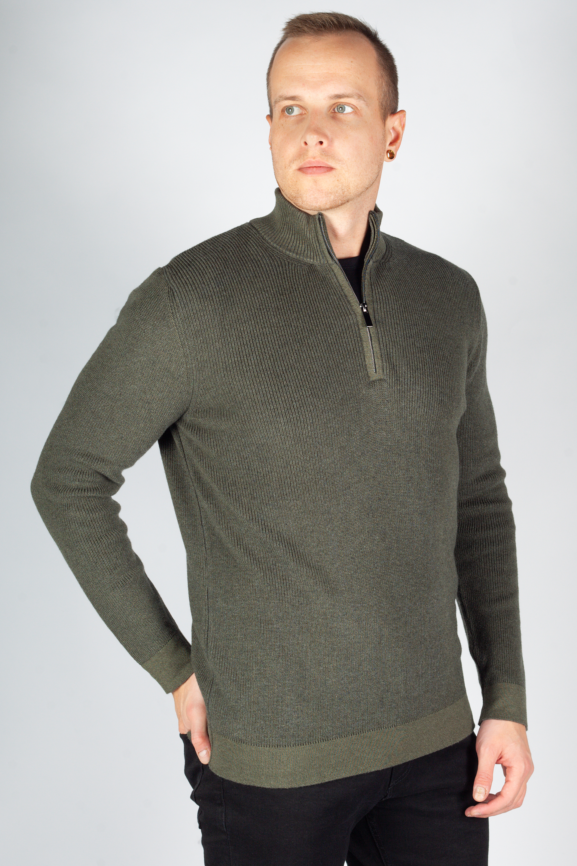 Strickpullover MCL 33812-HAKI-MELANJ