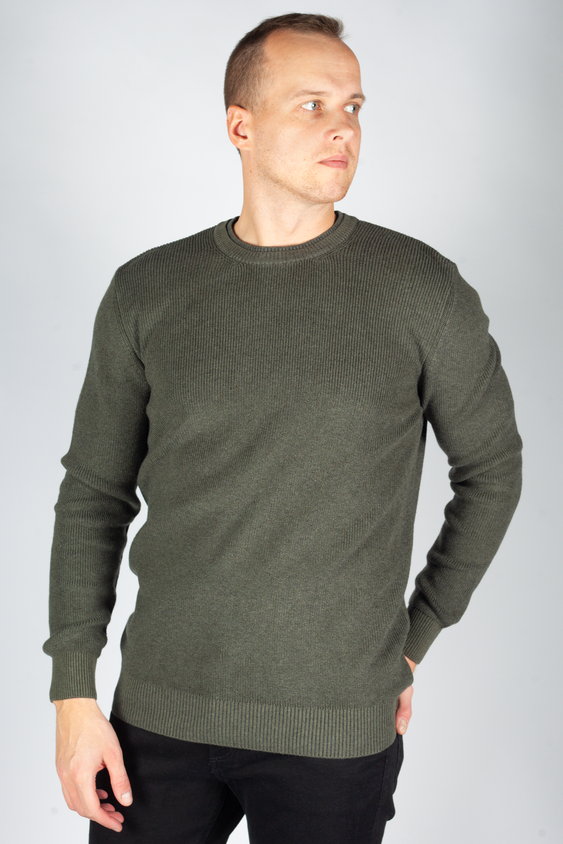 Strickpullover MCL 33813-HAKI-MELANJ