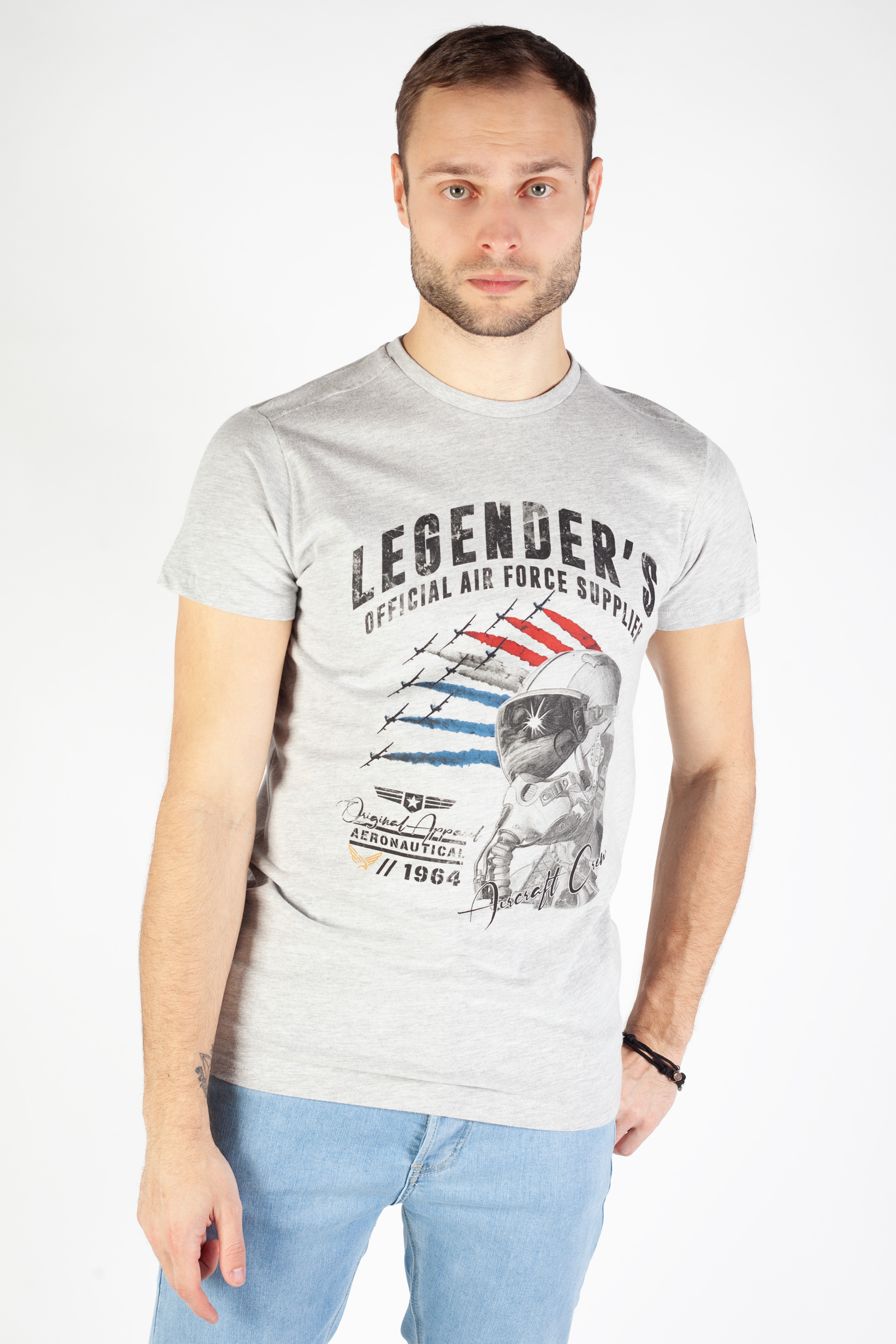 T-Shirts LEGENDERS HELMET-GREY-MELANGE