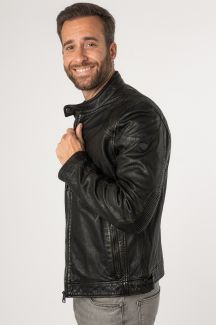 Lederjacke MAURITIUS 1201-0669-black-beige