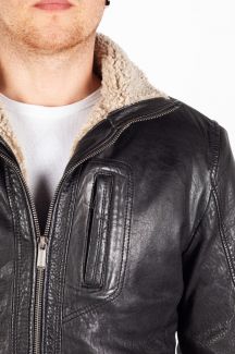 Lederjacke mit Futter DEERCRAFT 3701-0144-black-beige