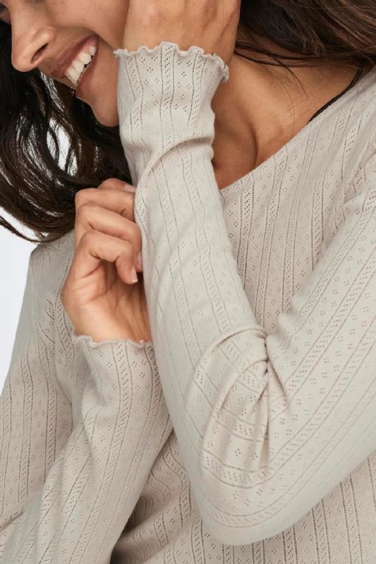 Langarmshirt ONLY 15291987-Pumice-Stone