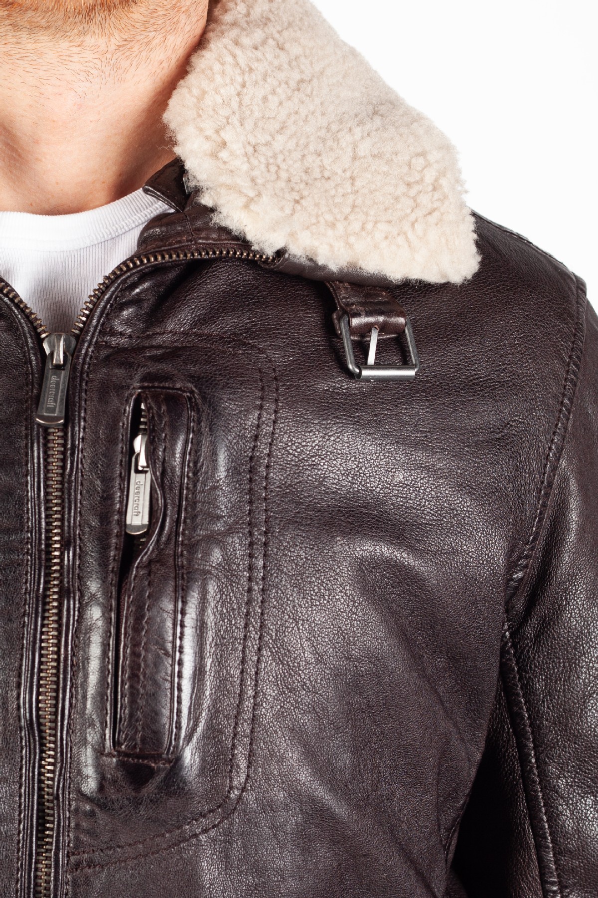 Leather jacket with lining DEERCRAFT 3701-0142-dark-brown