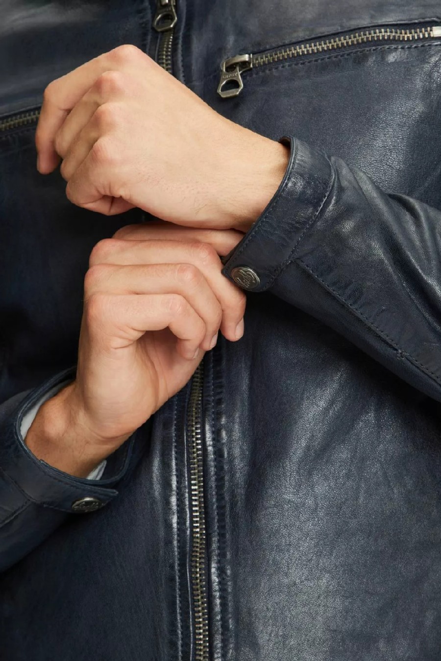 Leather jacket GIPSY GMBalton-SF-LASOV-navy