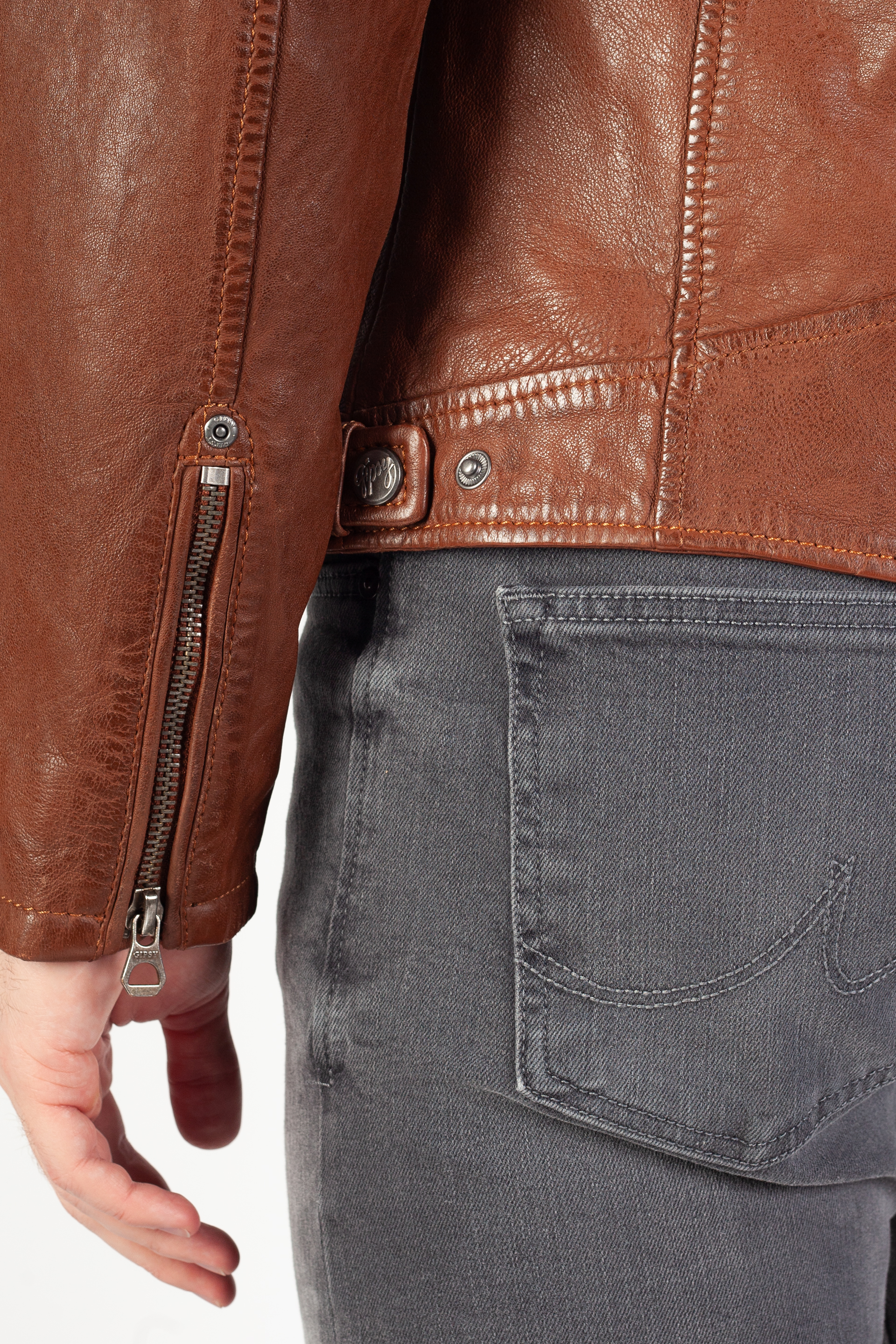 Leather jacket GIPSY GMDuuk-LAGAV-cognac