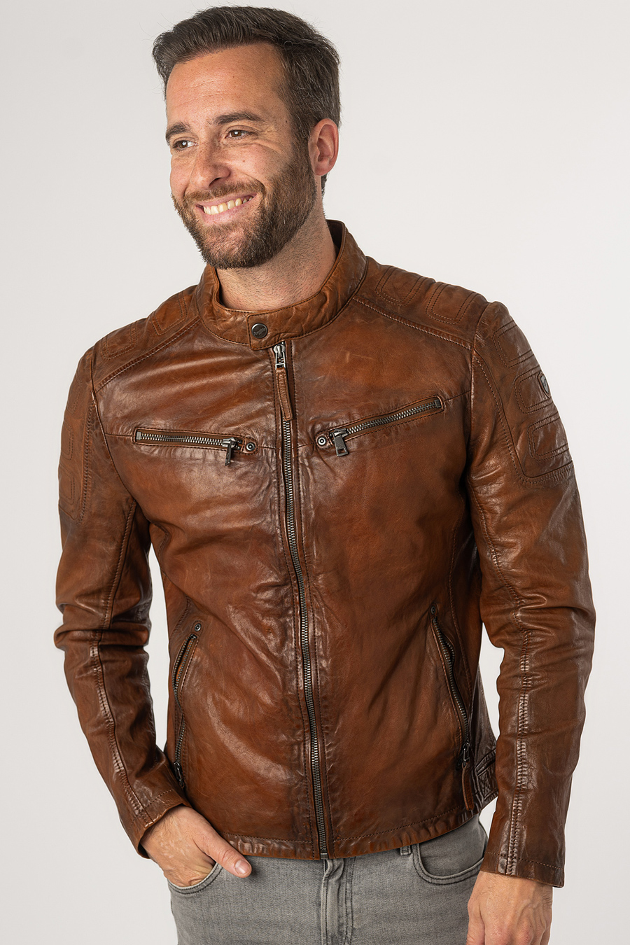 Leather jacket MAURITIUS 1201-0666-cognac