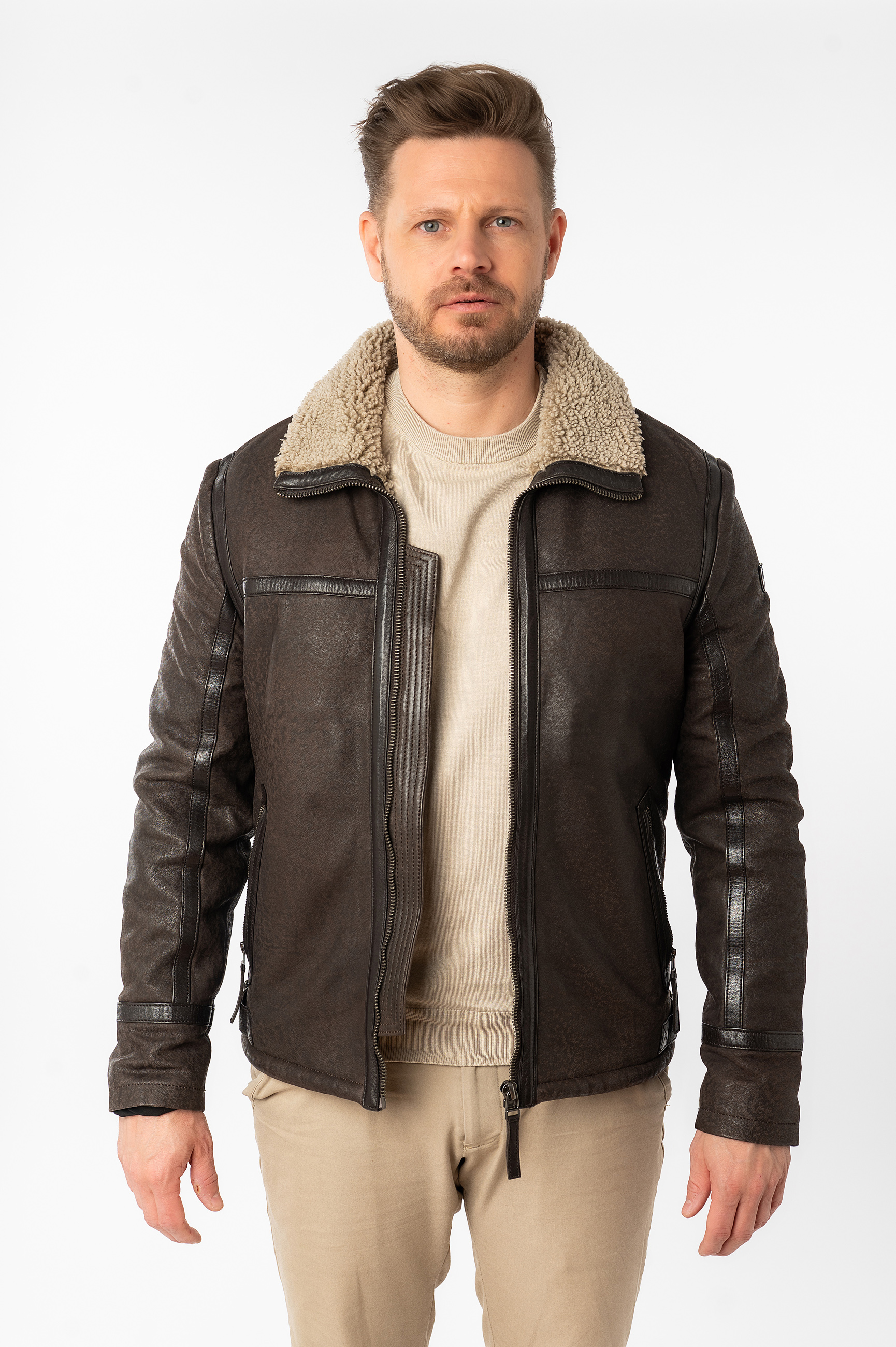 Leather jacket MAURITIUS 1201-0746-dark-taupe