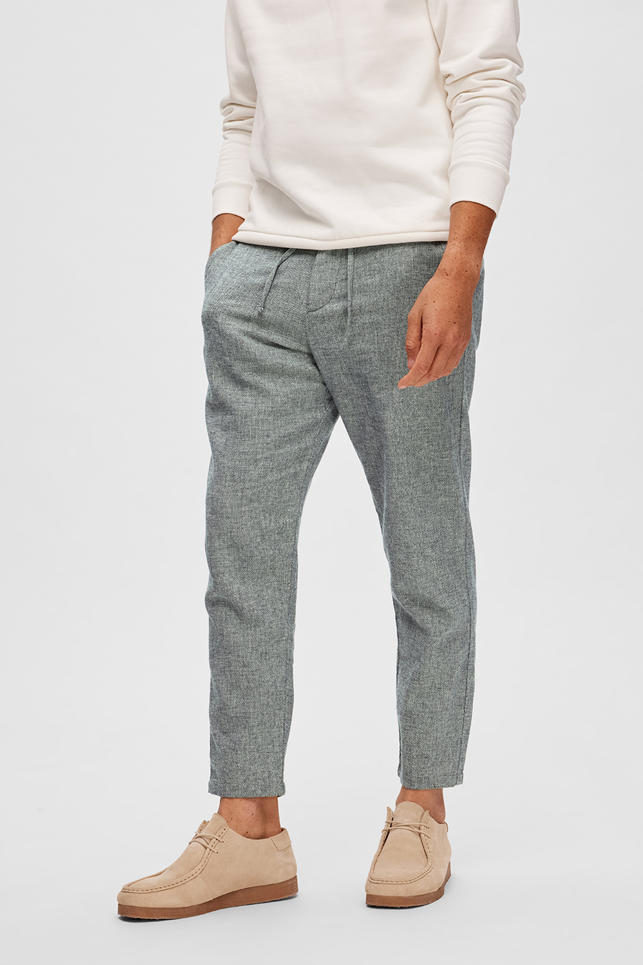 Linen trousers SELECTED 16087636-Sky-Captain