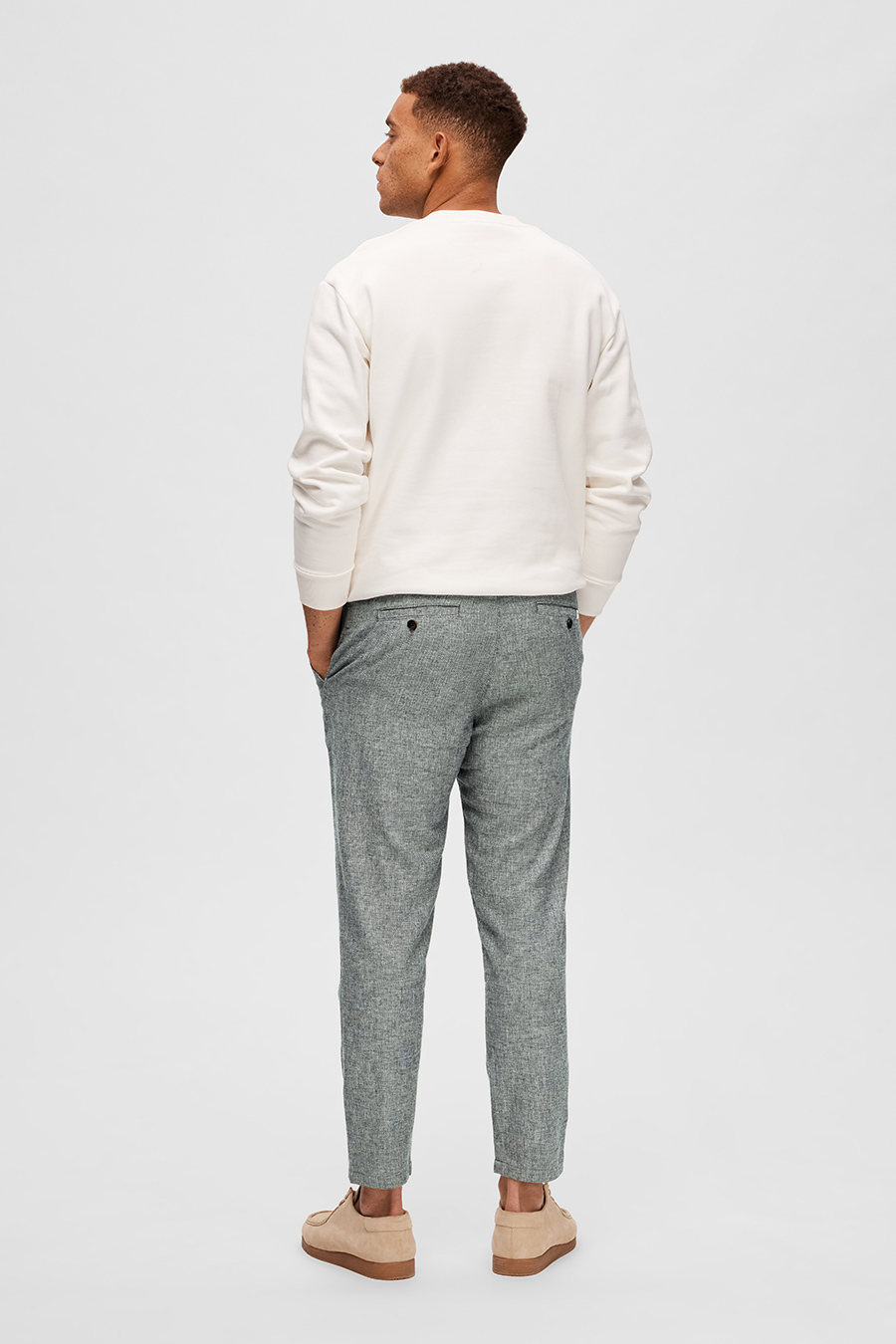 Linen trousers SELECTED 16087636-Sky-Captain