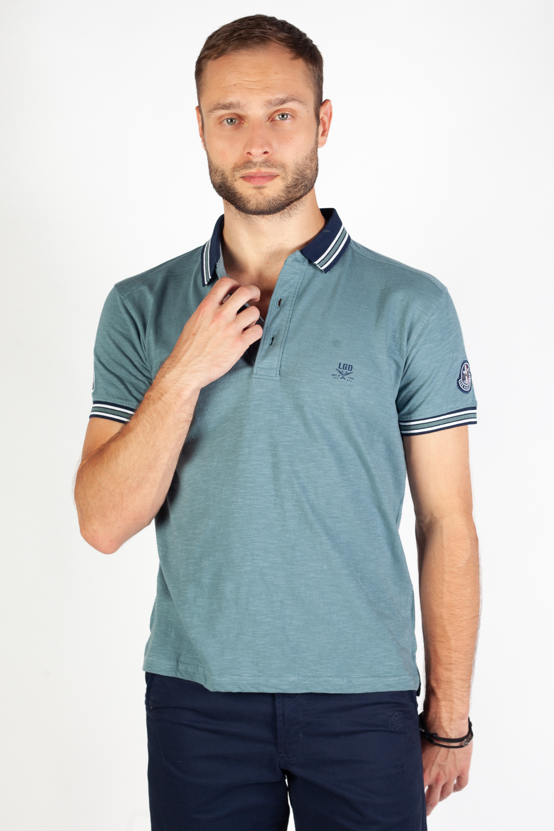 Polo shirt LEGENDERS JURROS-DUSTY-BLUE