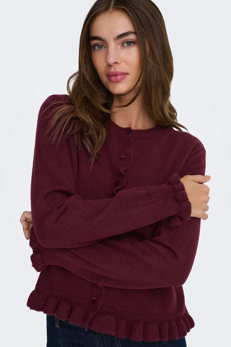 Cardigan JACQUELINE DE YONG 15363485-Maroon-Banner