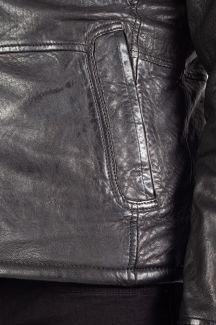 Leather jacket with lining DEERCRAFT 3701-0144-black-beige