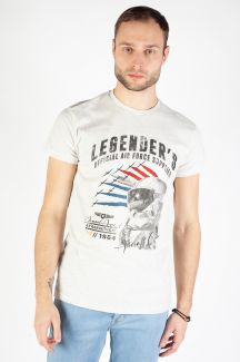 T-shirt LEGENDERS HELMET-OFFWHITE-MELANG