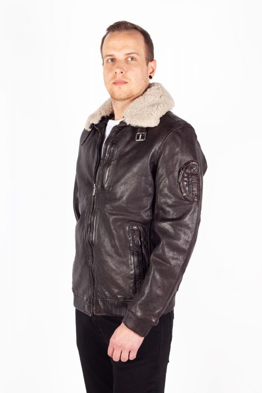 Leather jacket with lining DEERCRAFT 3701-0142-dark-brown