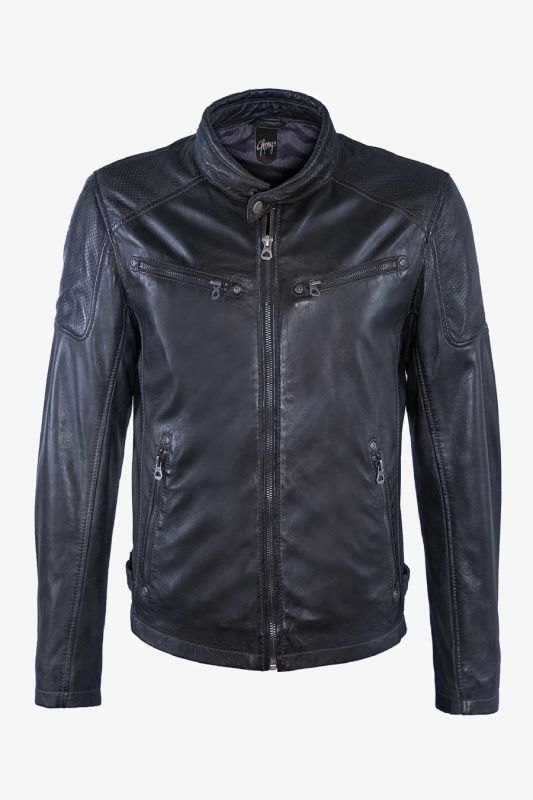 Leather jacket GIPSY Marc-LAKEV-BIO-NAVY-BLAC
