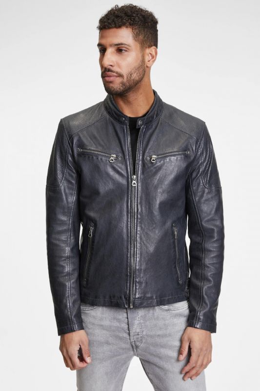 Leather jacket GIPSY Marc-LAKEV-BIO-NAVY-BLAC