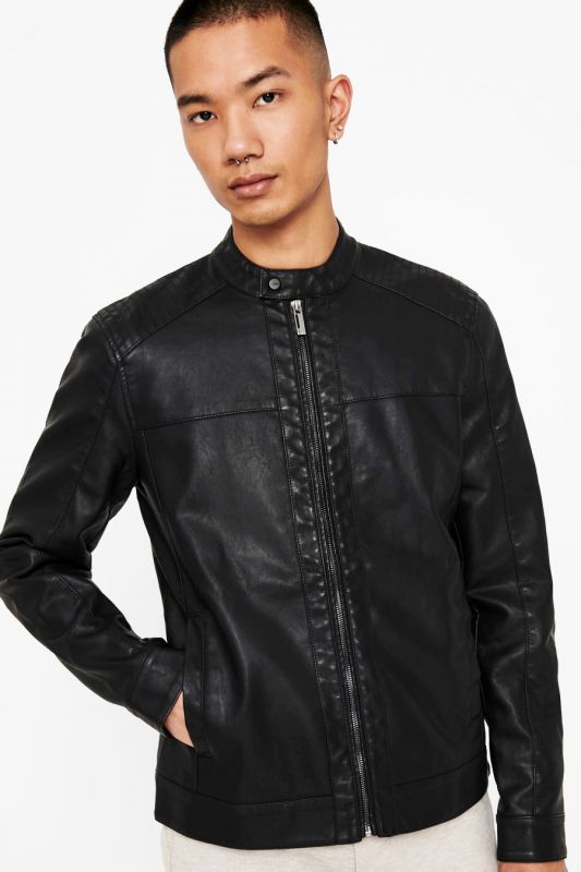 Leather jacket ONLY & SONS 22012339-BLACK