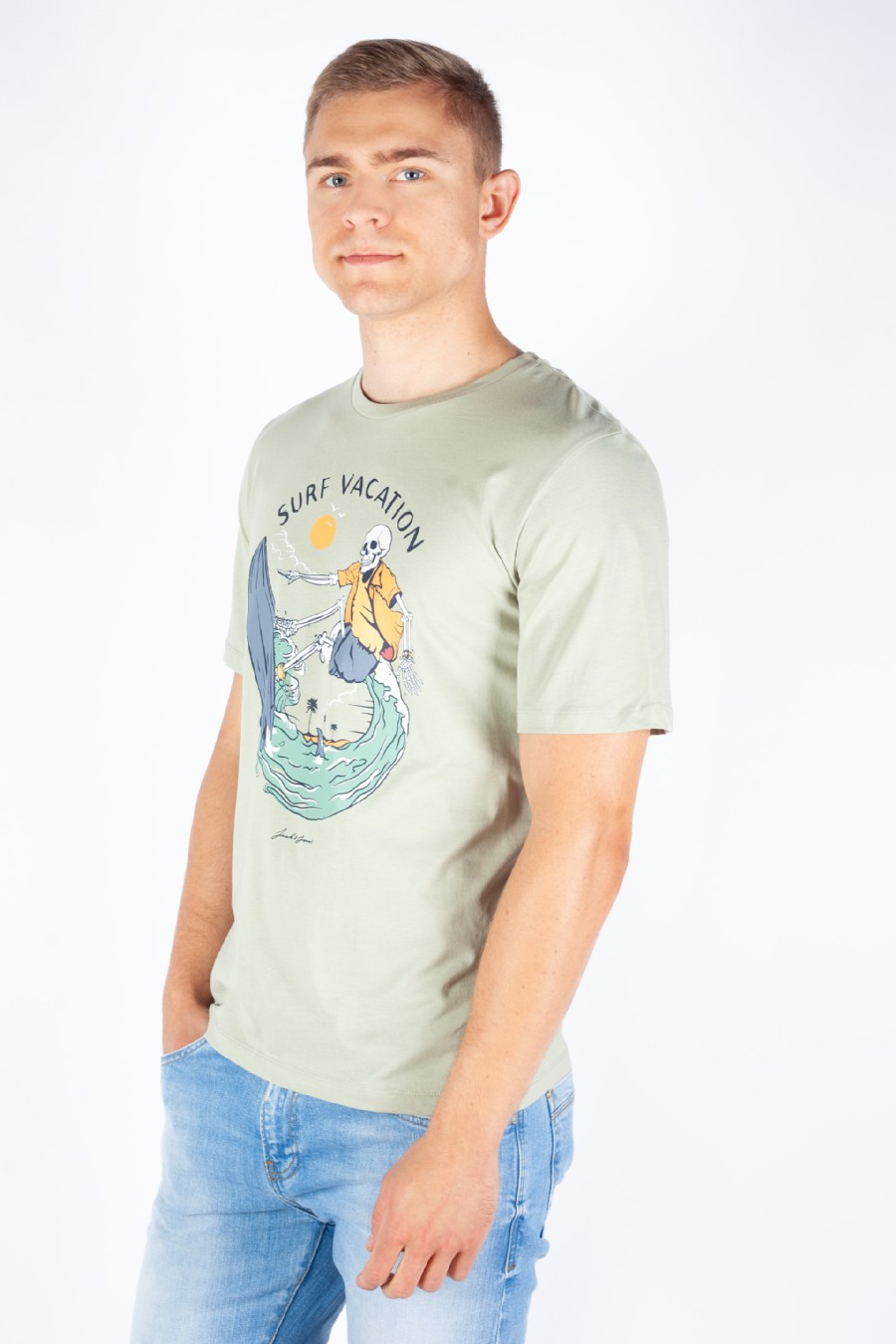 T-paita JACK & JONES 12247808-Desert-Sage