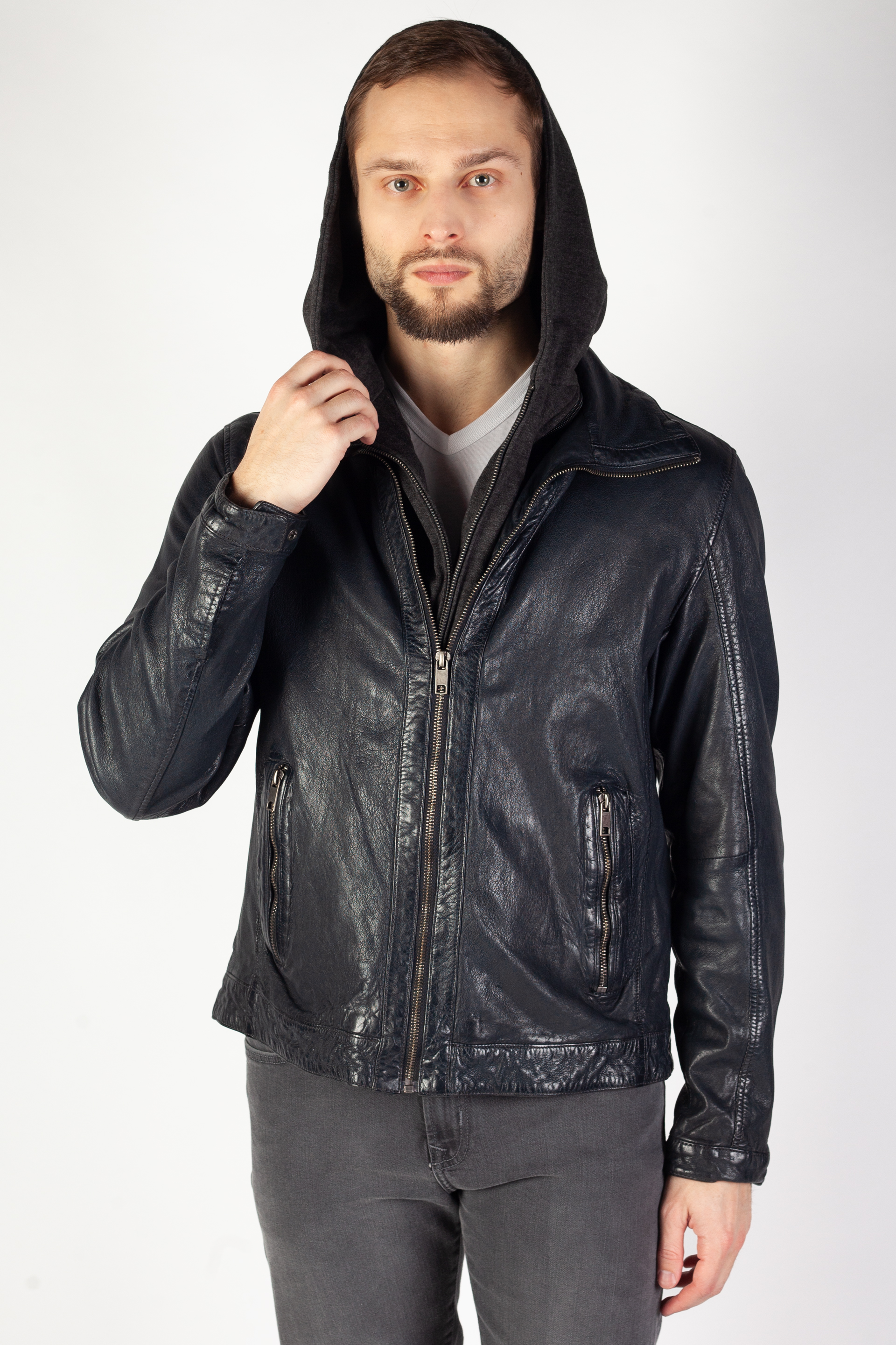 Nahkatakki DEERCRAFT DMJunis-LASOV-black-blu