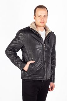 Vuorilla varustettu nahkatakki DEERCRAFT 3701-0144-black-beige