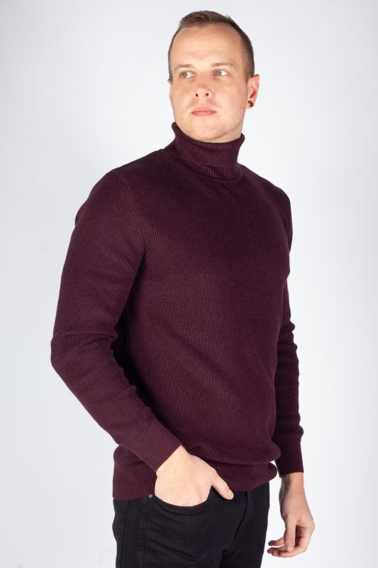 Korkea kaulus villapaita MCL 33811-BORDO-MELANJ