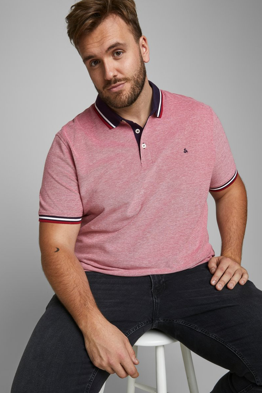 Polo marškinėliai JACK & JONES 12143859-Rio-Red-PS