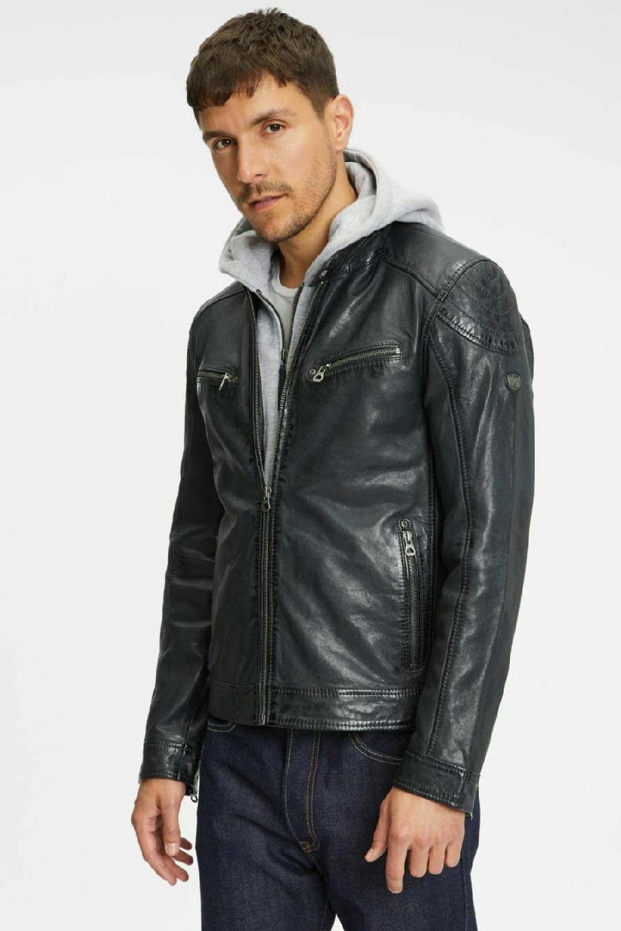 Ādas jaka GIPSY GMLyron-LAJORV-dark-blu