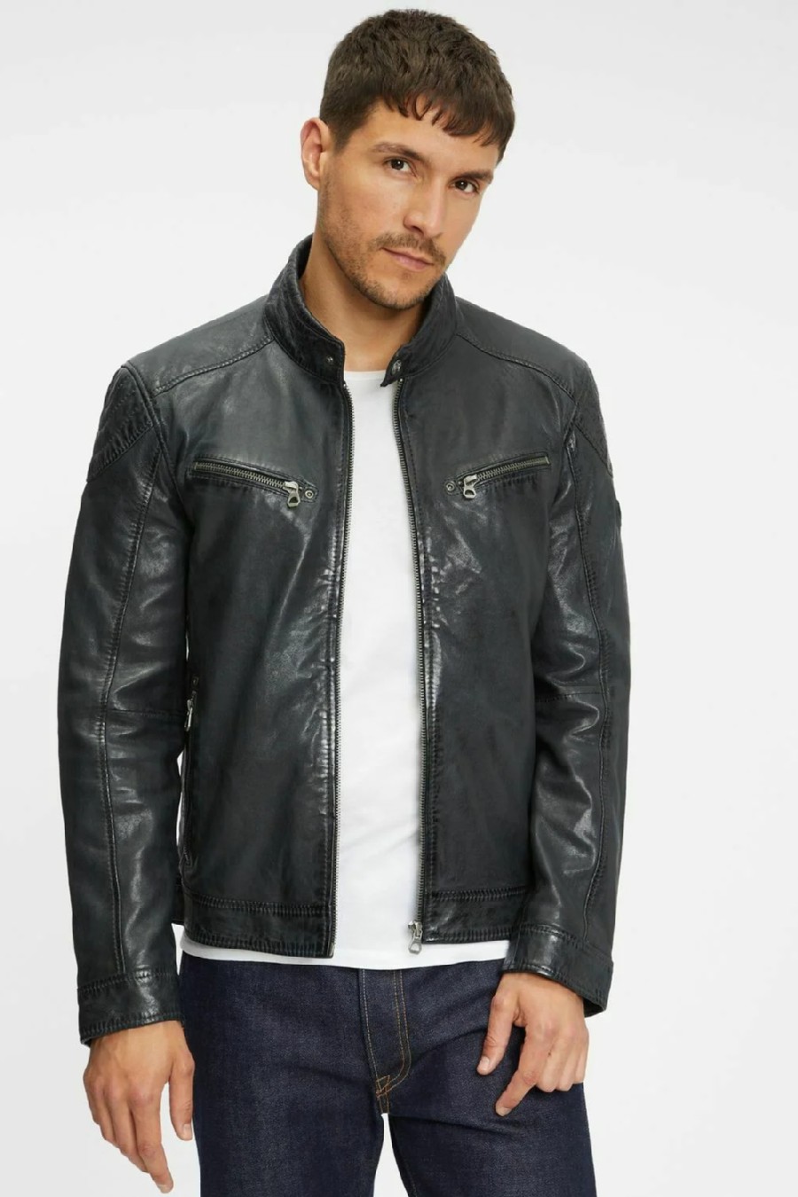 Ādas jaka GIPSY GMLyron-LAJORV-dark-blu