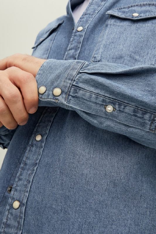 Džinsa krekls JACK & JONES 12138115-Medium-Blue