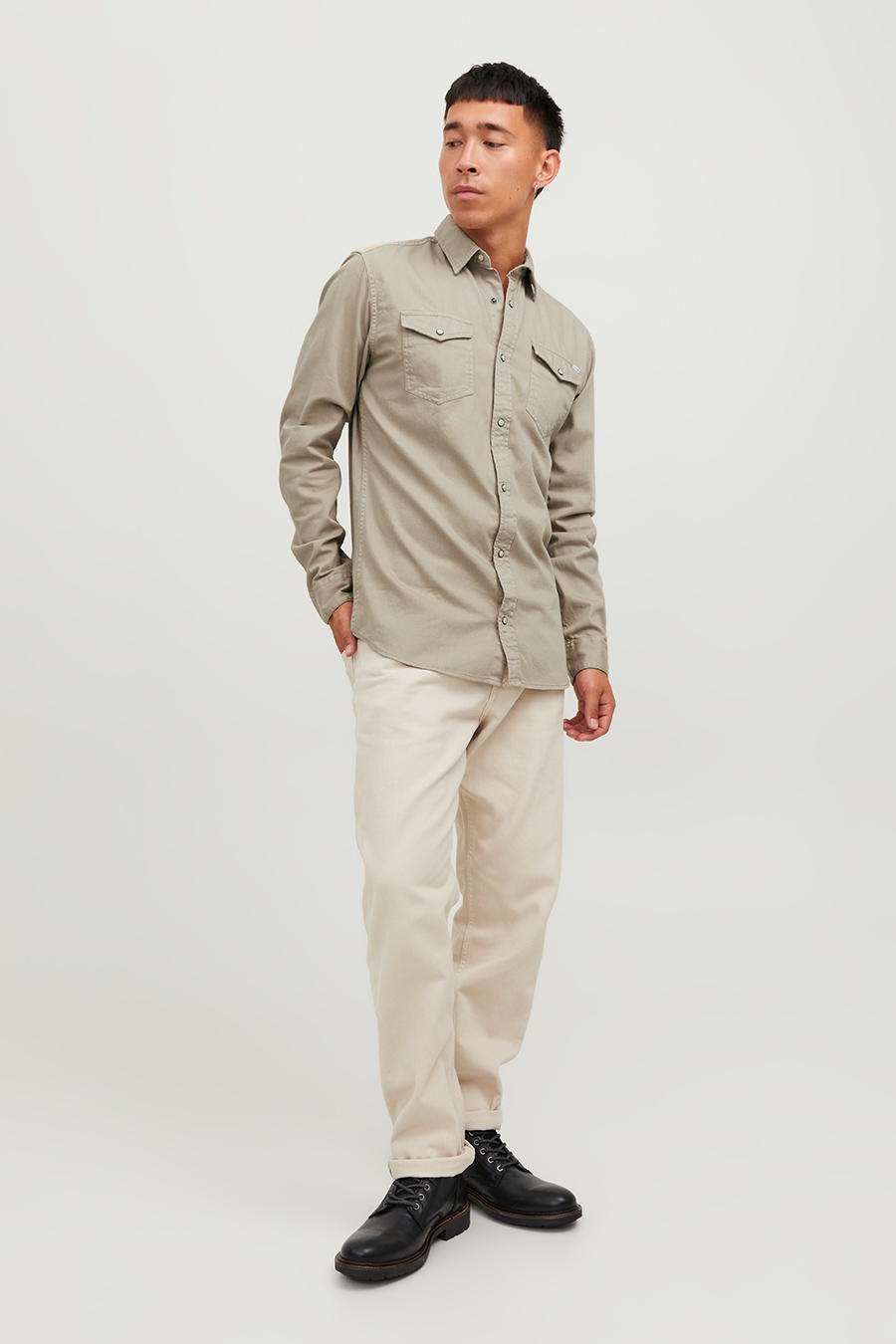 Джинсовая рубашка JACK & JONES 12138115-Crockery